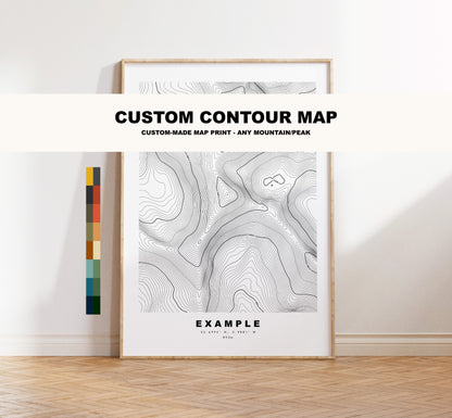 Custom Contour Map - Any Mountain/Peak, Any Country - Different Colours Available