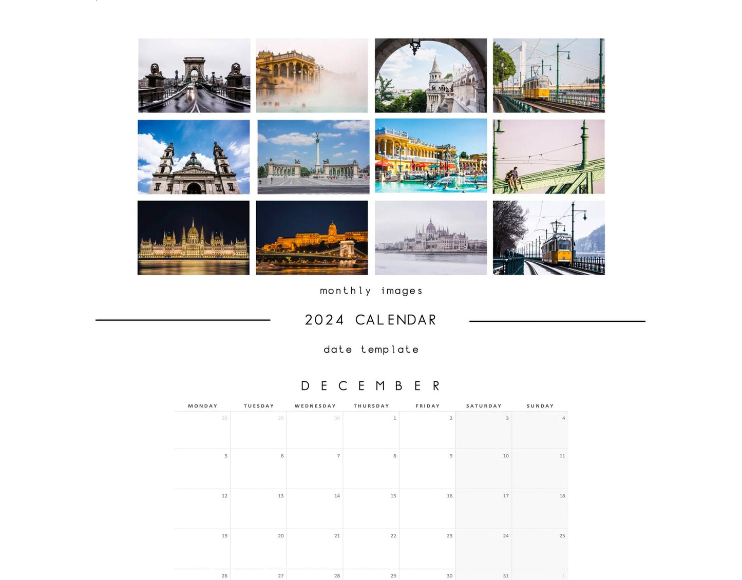 Budapest 2025 Calendar - A3 or A4 Wall Calendar - Budapest - Hungary - Budapest Calendar - 2025 Planner - Photography Calendar - 2025 Diary