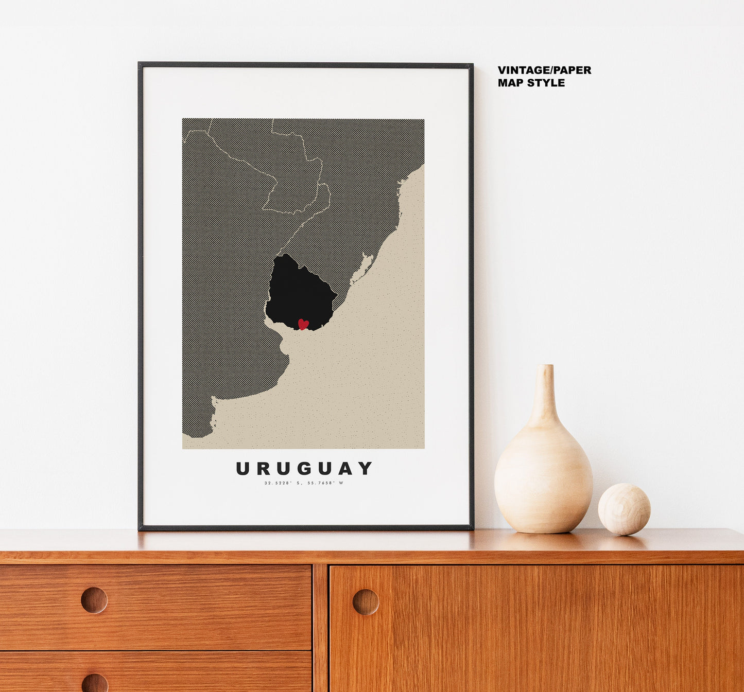 Uruguay Map Print - Personalised Map Gift - Framed or Canvas Options Available - Custom Text Options - Personalised Gift - South America