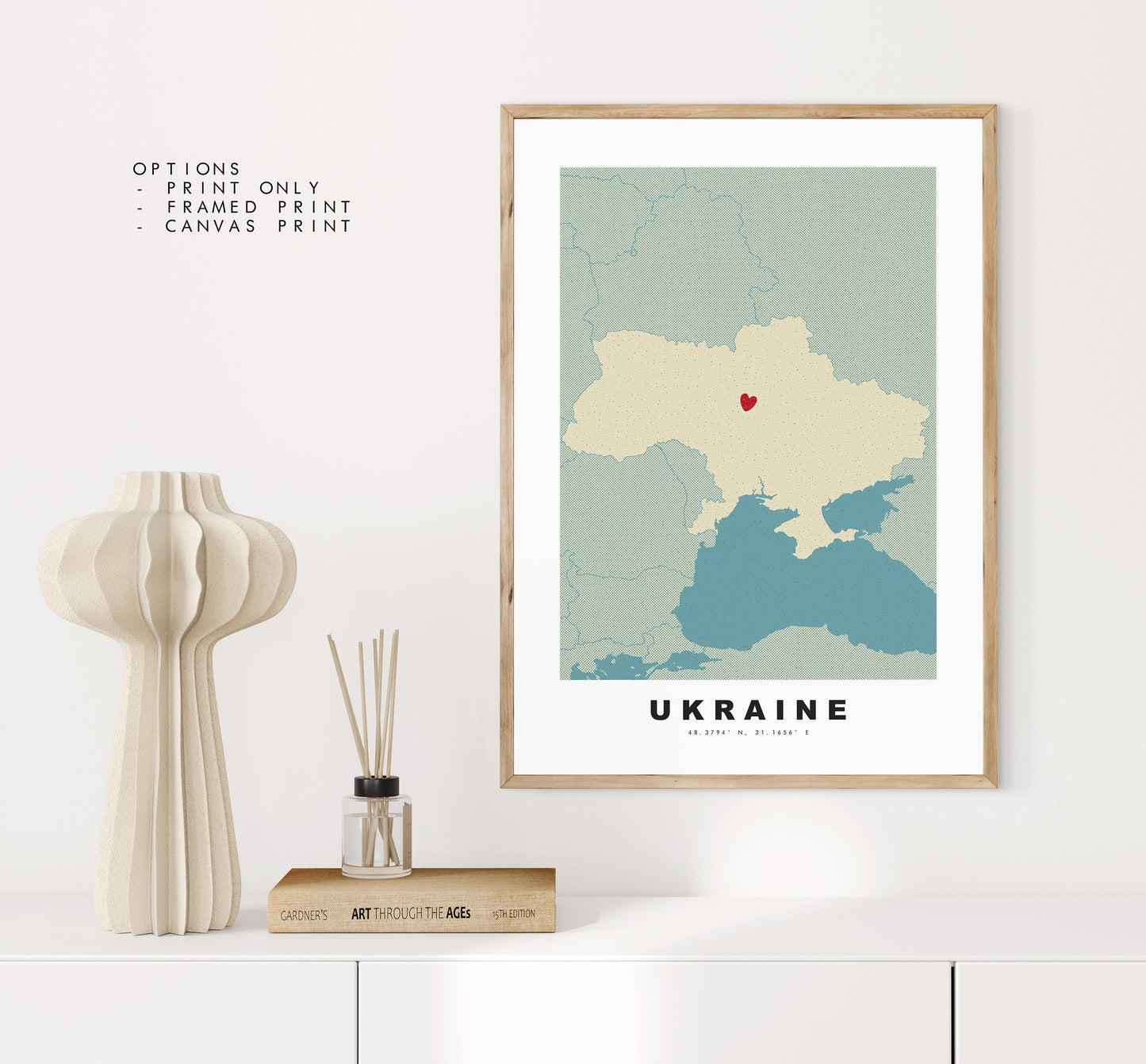 Ukraine Map Print - Personalised Map Gift - Framed or Canvas Options Available - Custom Text Options - Personalised Gift - Europe