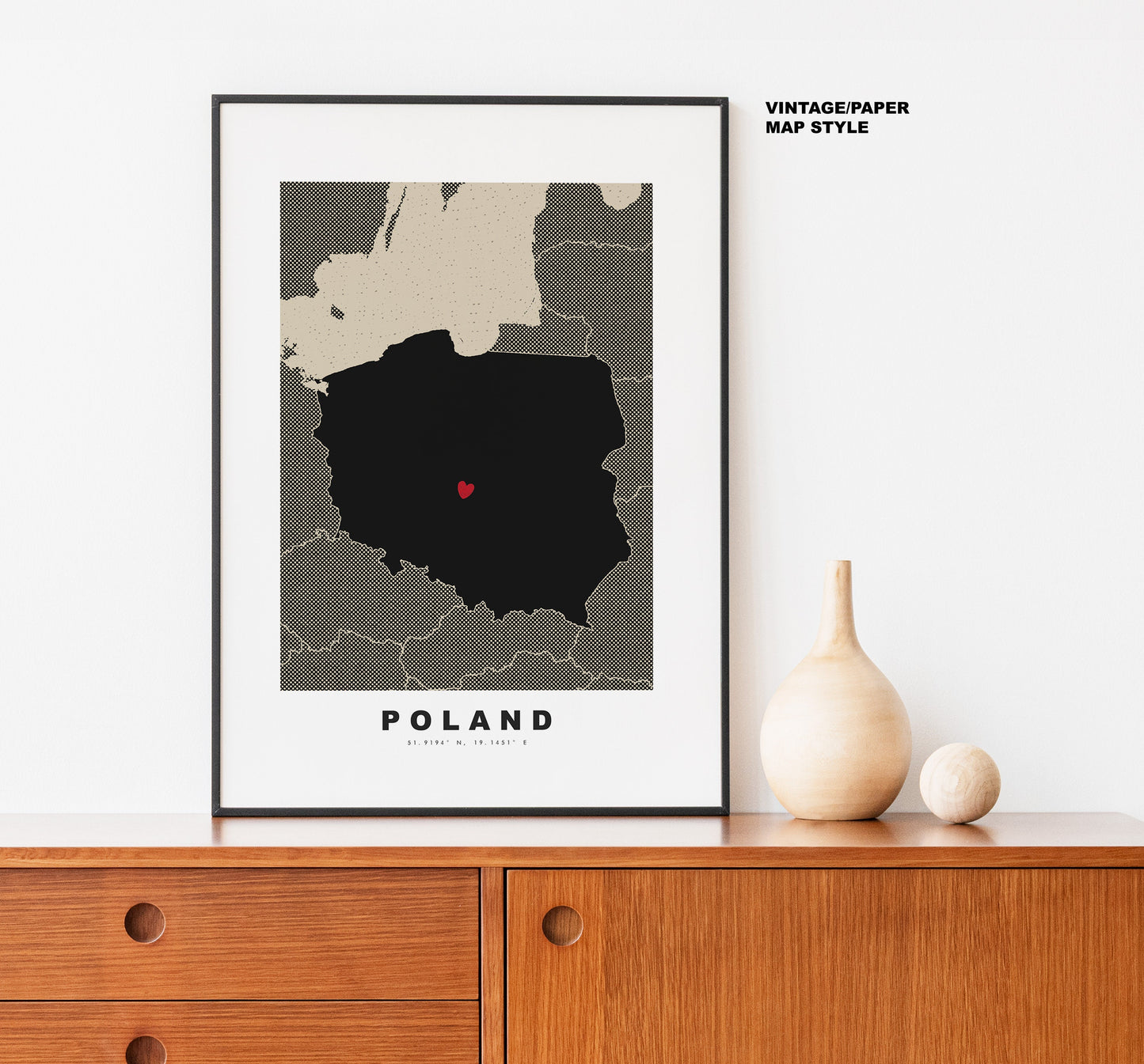 Poland Map Print - Personalised Map Gift - Framed or Canvas Options Available - Custom Text Options - Personalised Gift - Europe