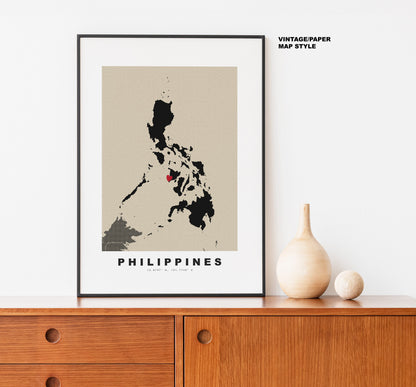 Philippines Map Print - Personalised Map Gift - Framed or Canvas Options Available - Custom Text Options - Personalised Gift - Asia