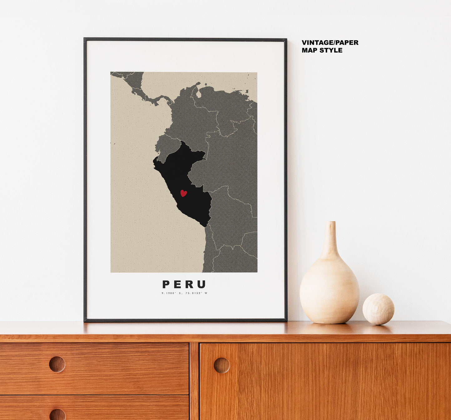 Peru Map Print - Personalised Map Gift - Framed or Canvas Options Available - Custom Text Options - Personalised Gift - South America