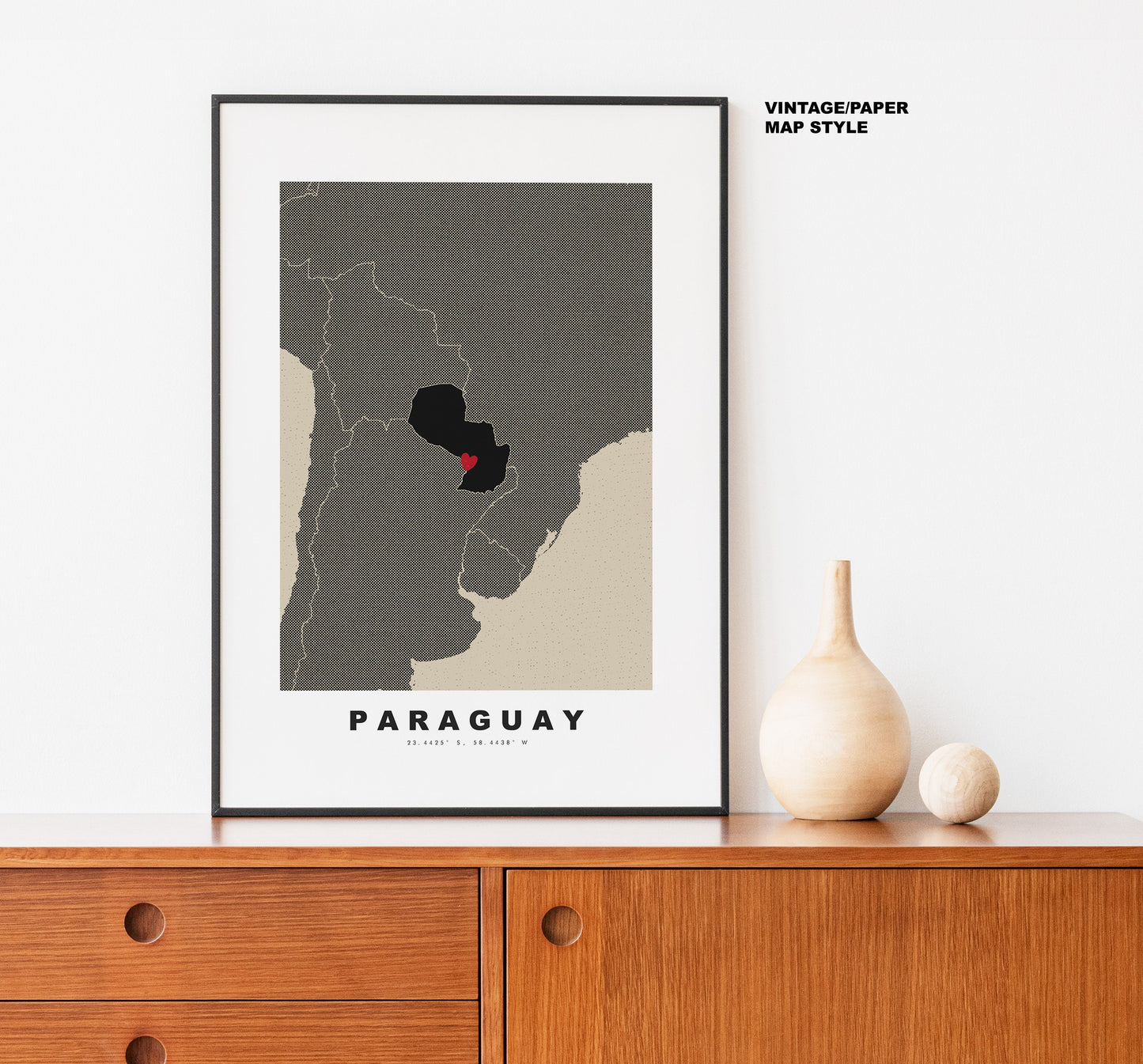 Paraguay Map Print - Personalised Map Gift - Framed or Canvas Options Available - Custom Text Options - Personalised Gift - South America