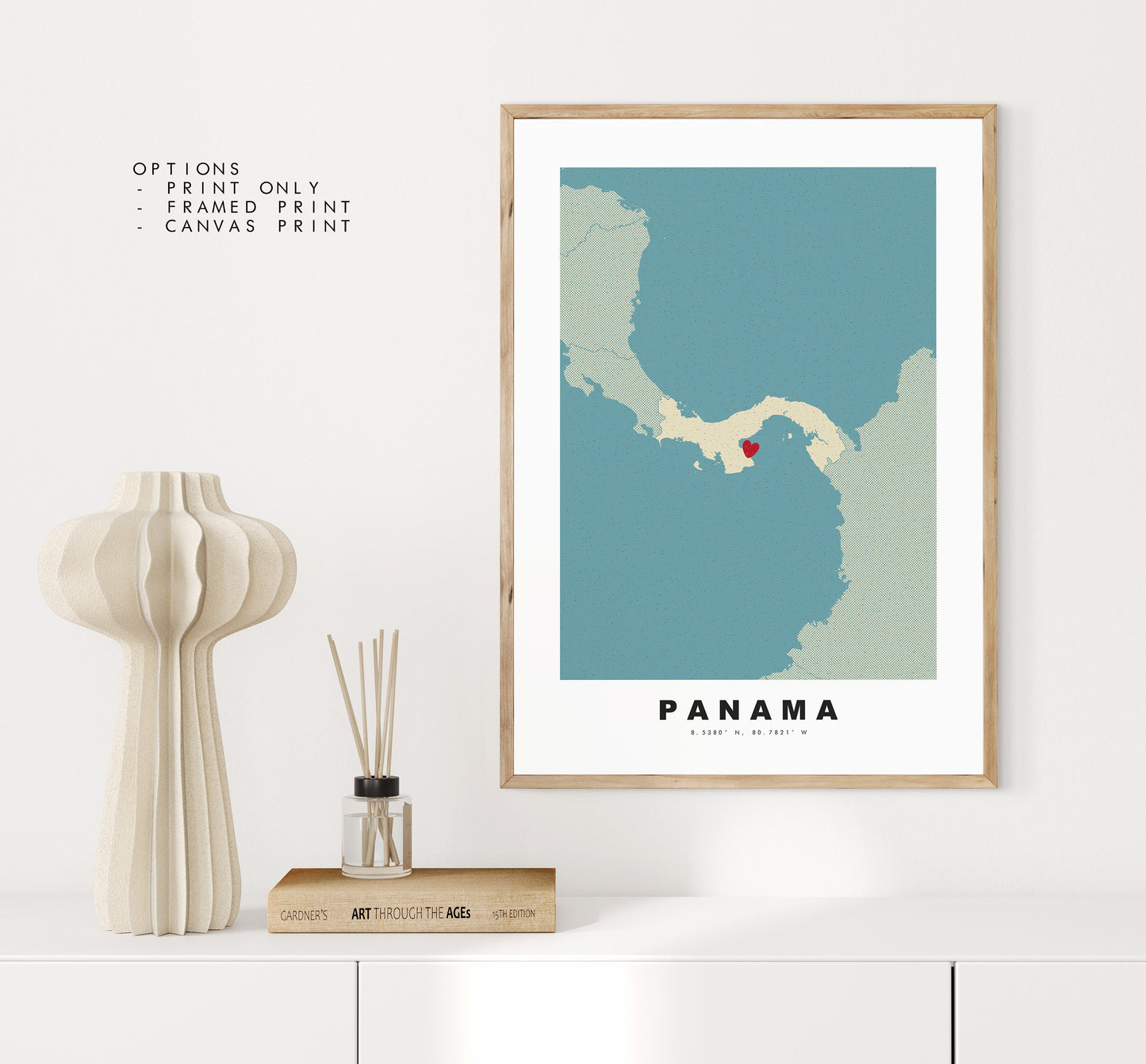 Panama Map Print - Personalised Map Gift - Framed or Canvas Options Available - Custom Text Options - Personalised Gift - South America