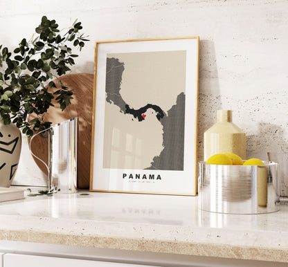 Panama Map Print - Personalised Map Gift - Framed or Canvas Options Available - Custom Text Options - Personalised Gift - South America