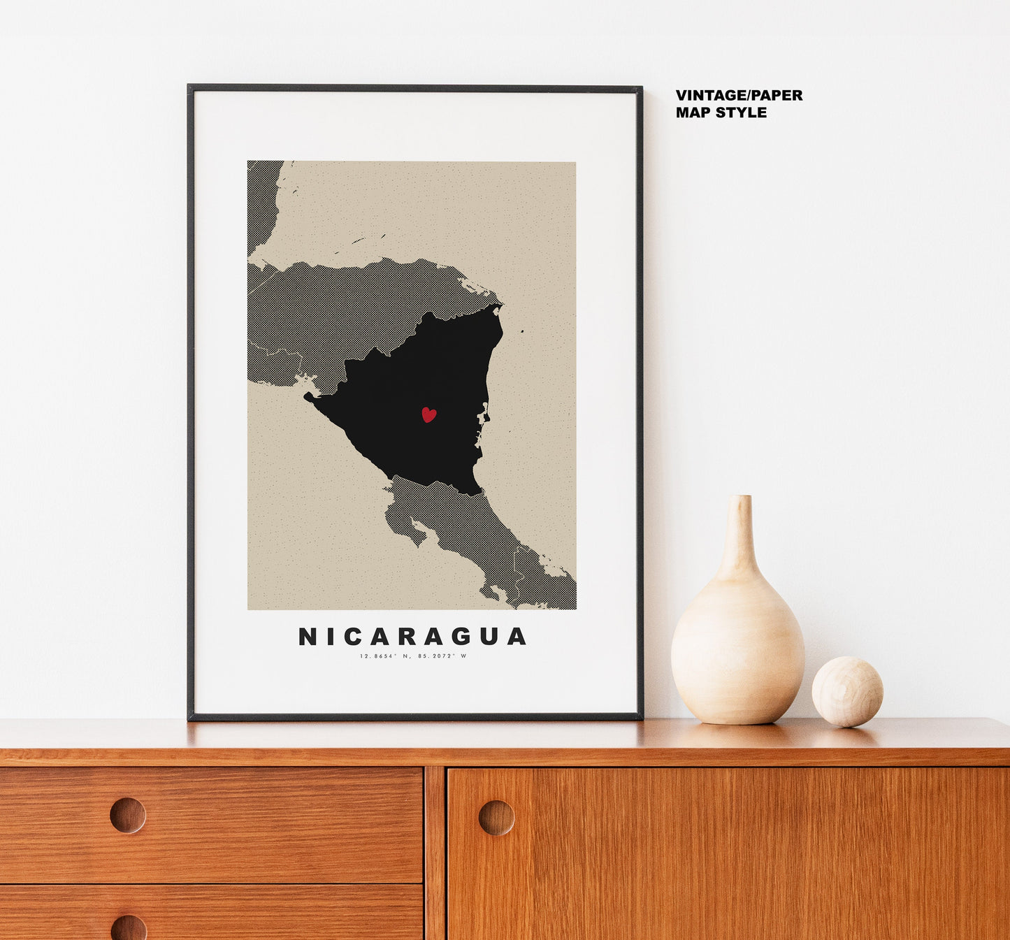 Nicaragua Map Print - Personalised Map Gift - Framed or Canvas Options Available - Custom Text Options - Personalised Gift - South America