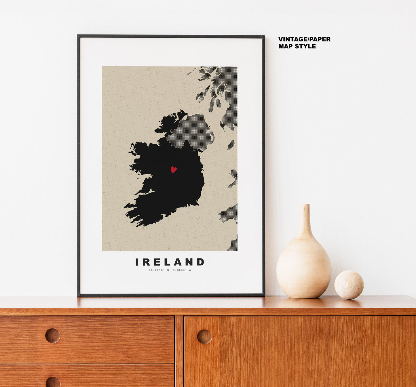 Ireland Map Print - Personalised Map Gift - Framed or Canvas Options Available - Custom Text Options - Personalised Gift - Europe