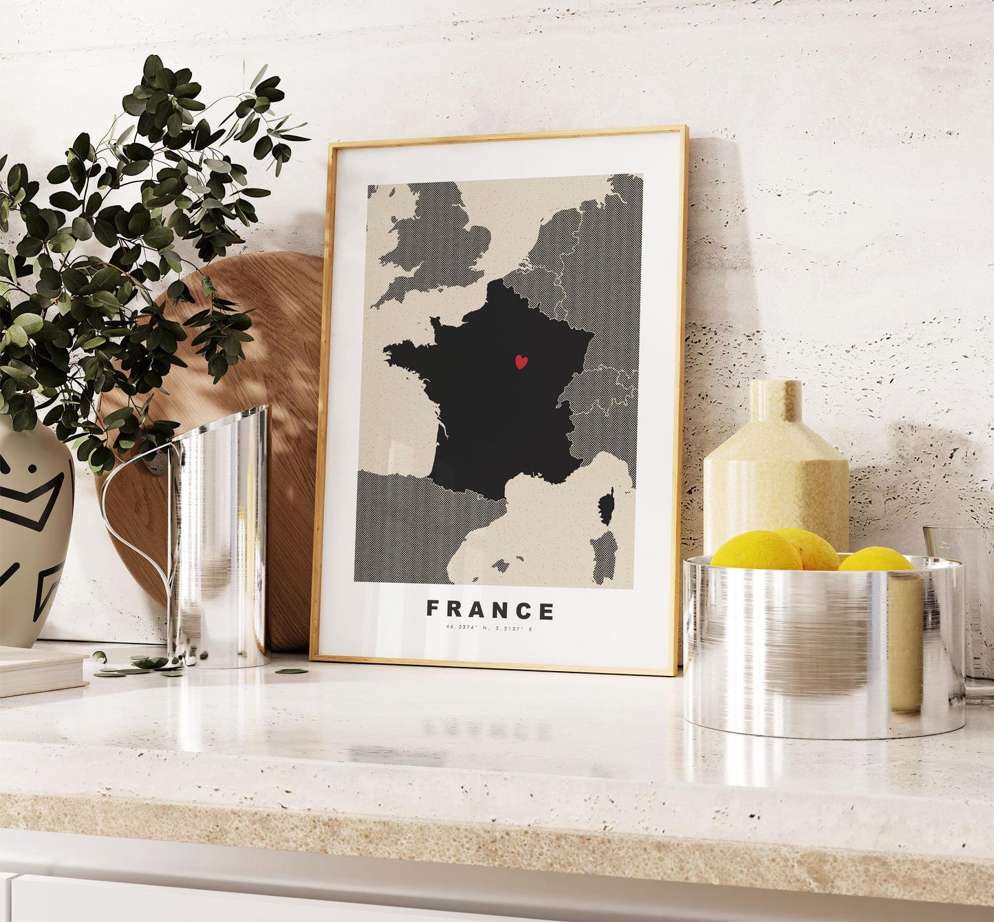 France Map Print - Personalised Map Gift - Framed or Canvas Options Available - Custom Text Options - Personalised Gift - Europe