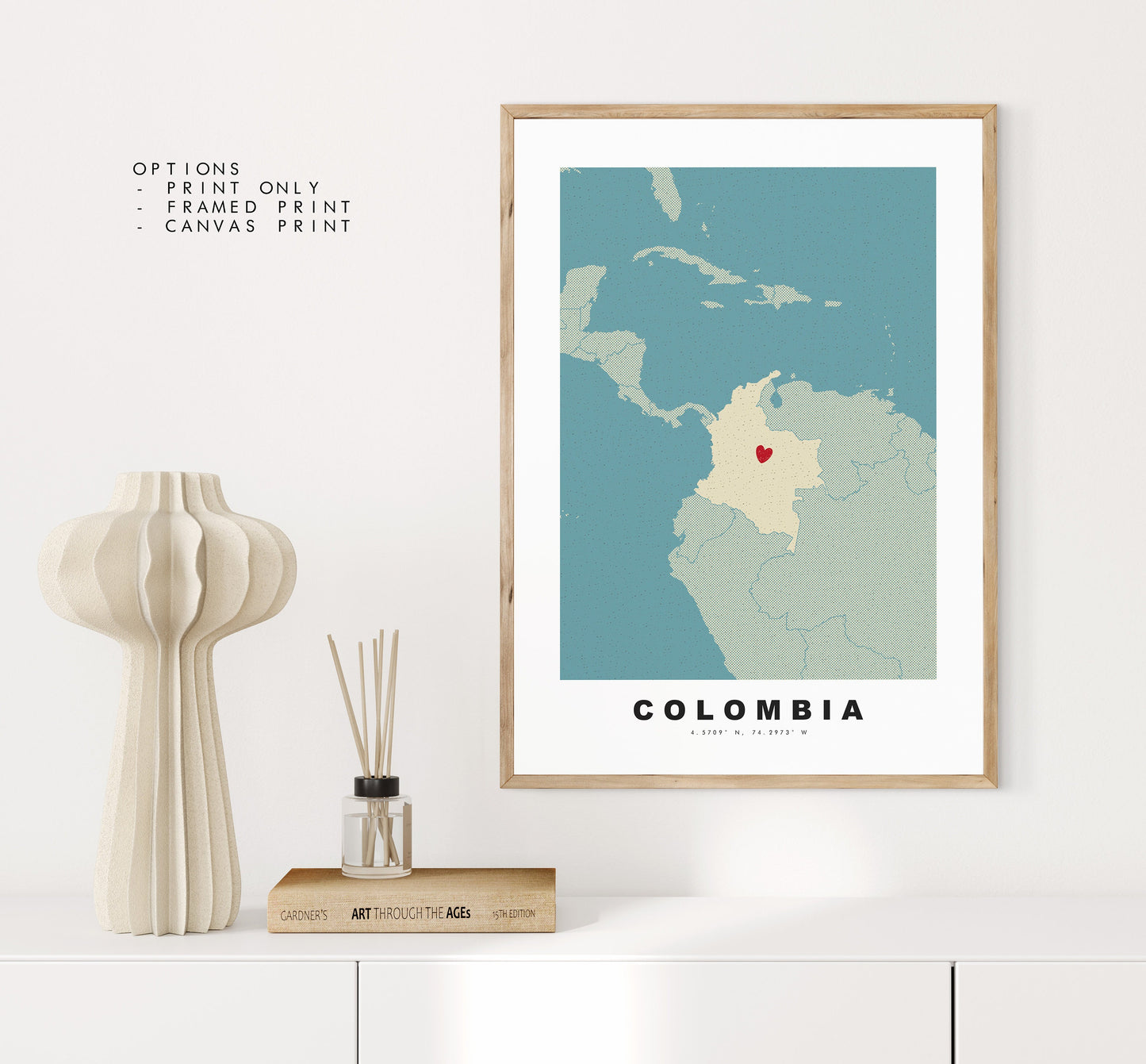 Colombia Map Print - Personalised Map Gift - Framed or Canvas Options Available - Custom Text Options - Personalised Gift - South America