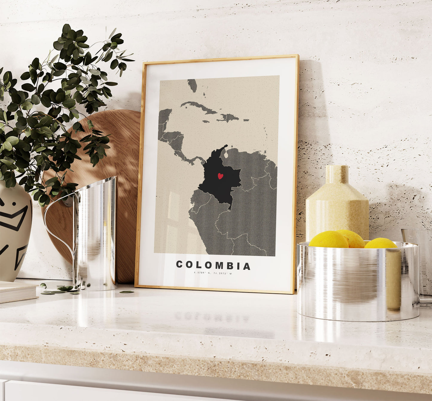 Colombia Map Print - Personalised Map Gift - Framed or Canvas Options Available - Custom Text Options - Personalised Gift - South America