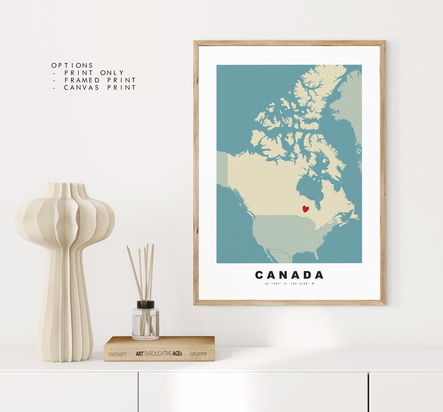 Canada Map Print - Personalised Map Gift - Framed or Canvas Options Available - Custom Text Options - Personalised Gift - North America