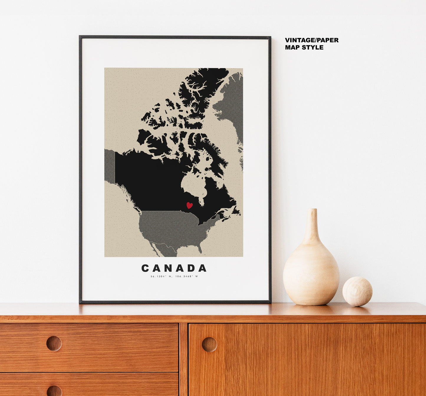 Canada Map Print - Personalised Map Gift - Framed or Canvas Options Available - Custom Text Options - Personalised Gift - North America