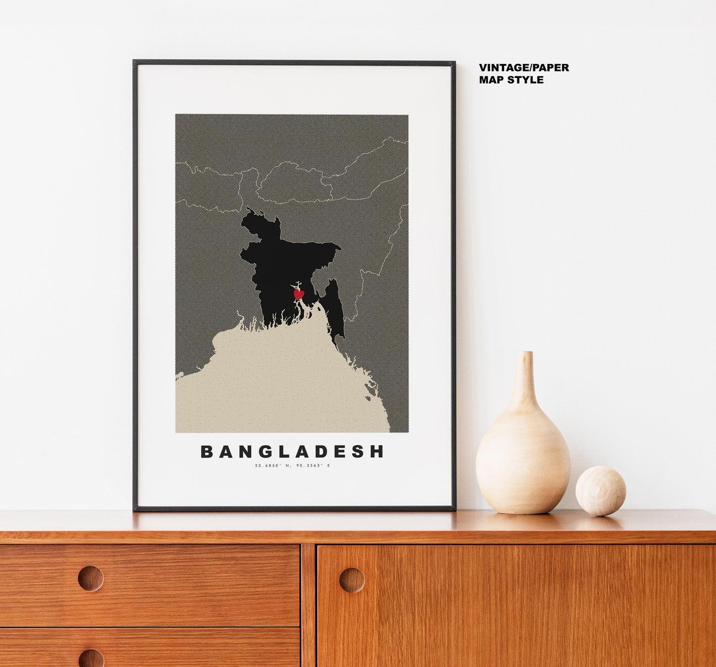 Bangladesh Map Print - Personalised Map Gift - Framed or Canvas Options Available - Custom Text Options - Personalised Gift - Asia