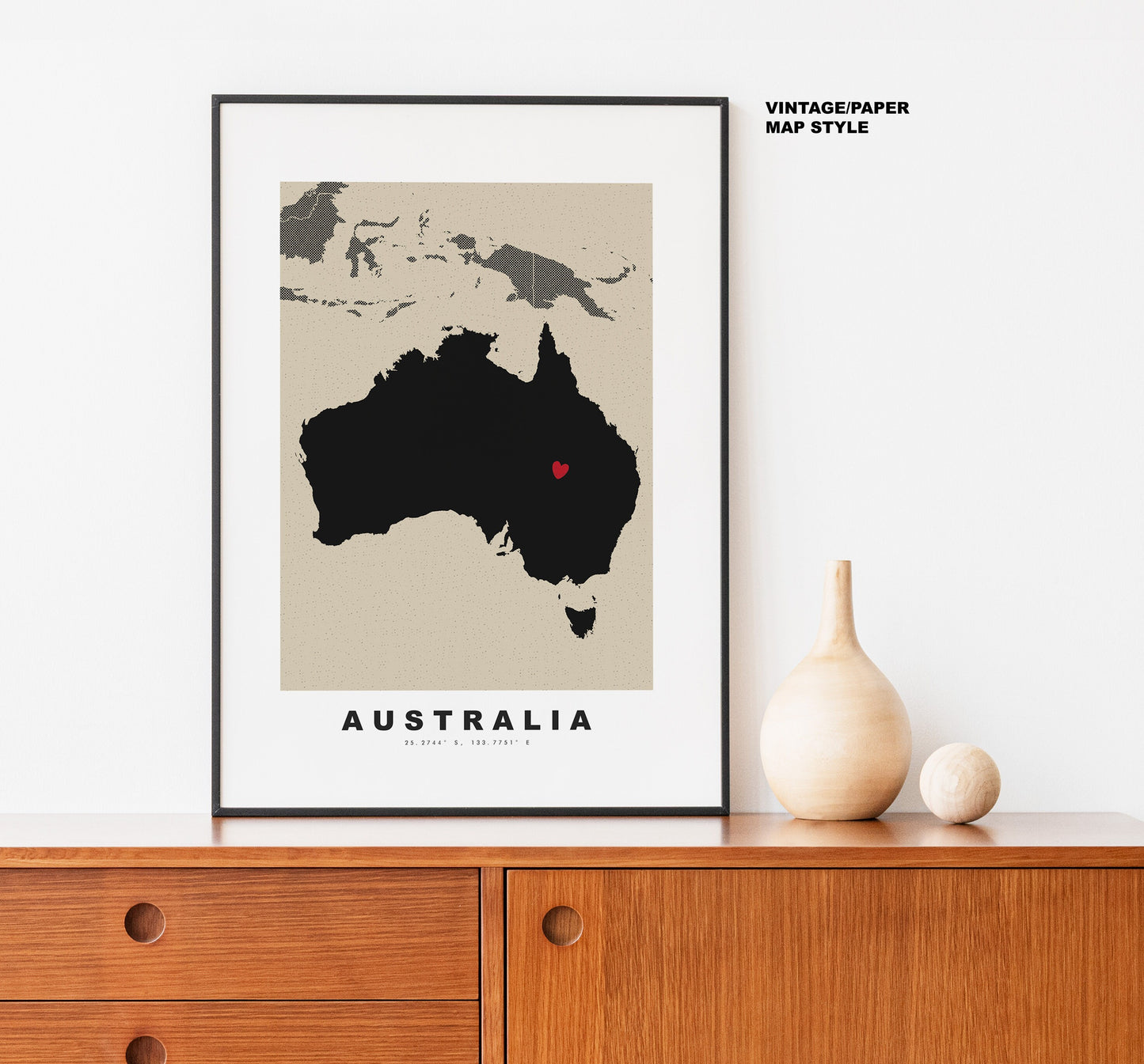 Australia Map Print - Personalised Map Gift - Framed or Canvas Options Available - Custom Text Options - Personalised Gift - Oceania