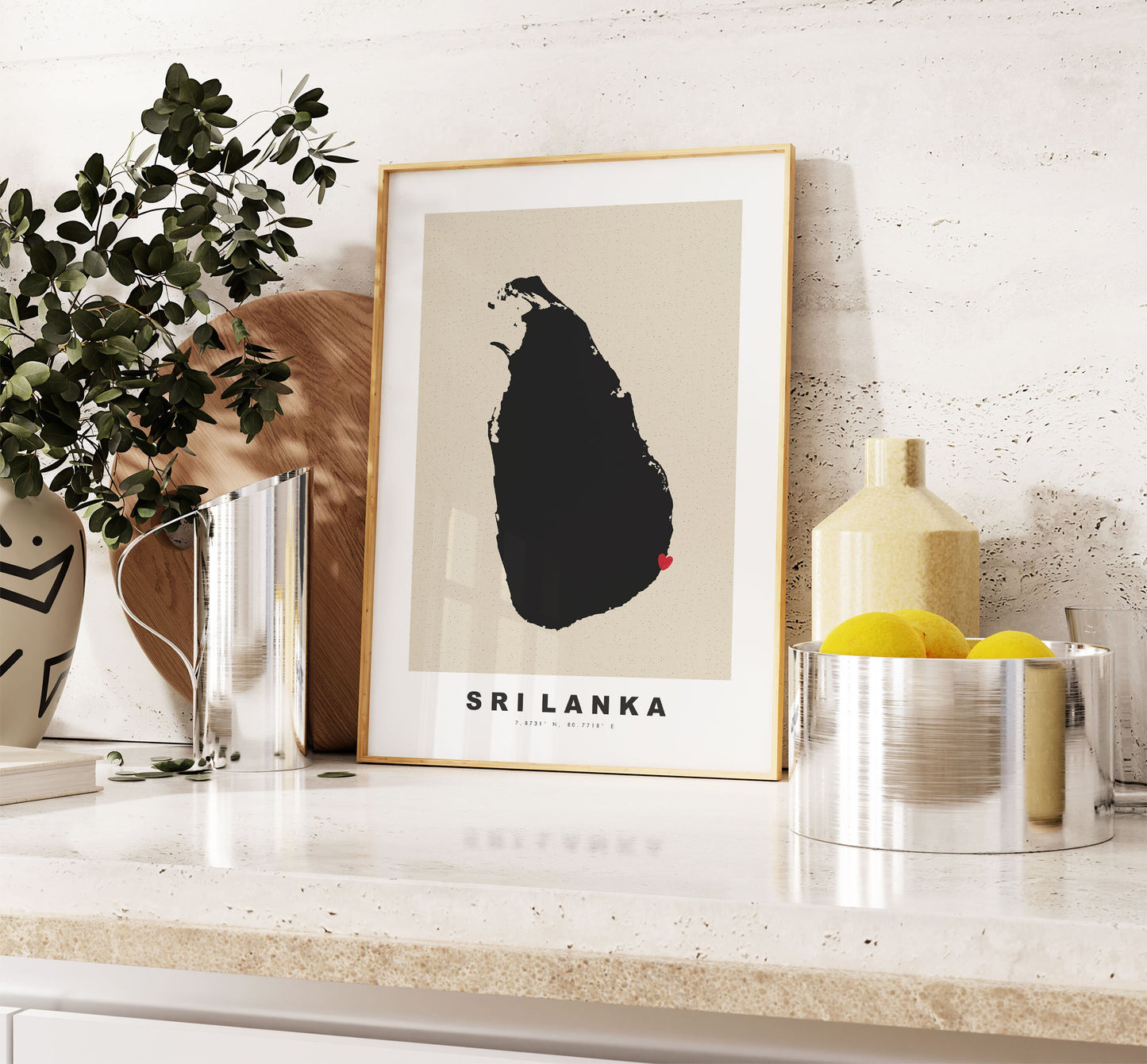 Sri Lanka Map Print - Personalised Map Gift - Framed or Canvas Options Available - Custom Text Options - Personalised Gift - Asia