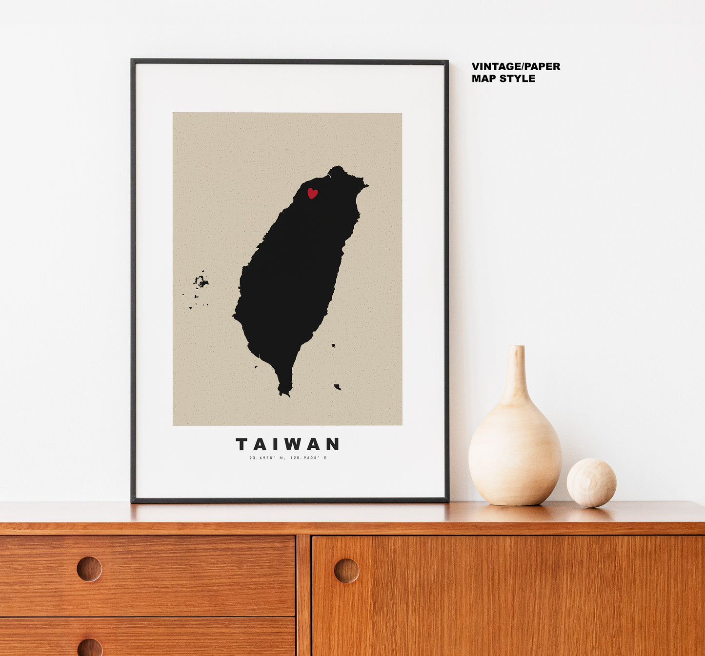 Taiwan Map Print - Personalised Map Gift - Framed or Canvas Options Available - Custom Text Options - Personalised Gift - Asia