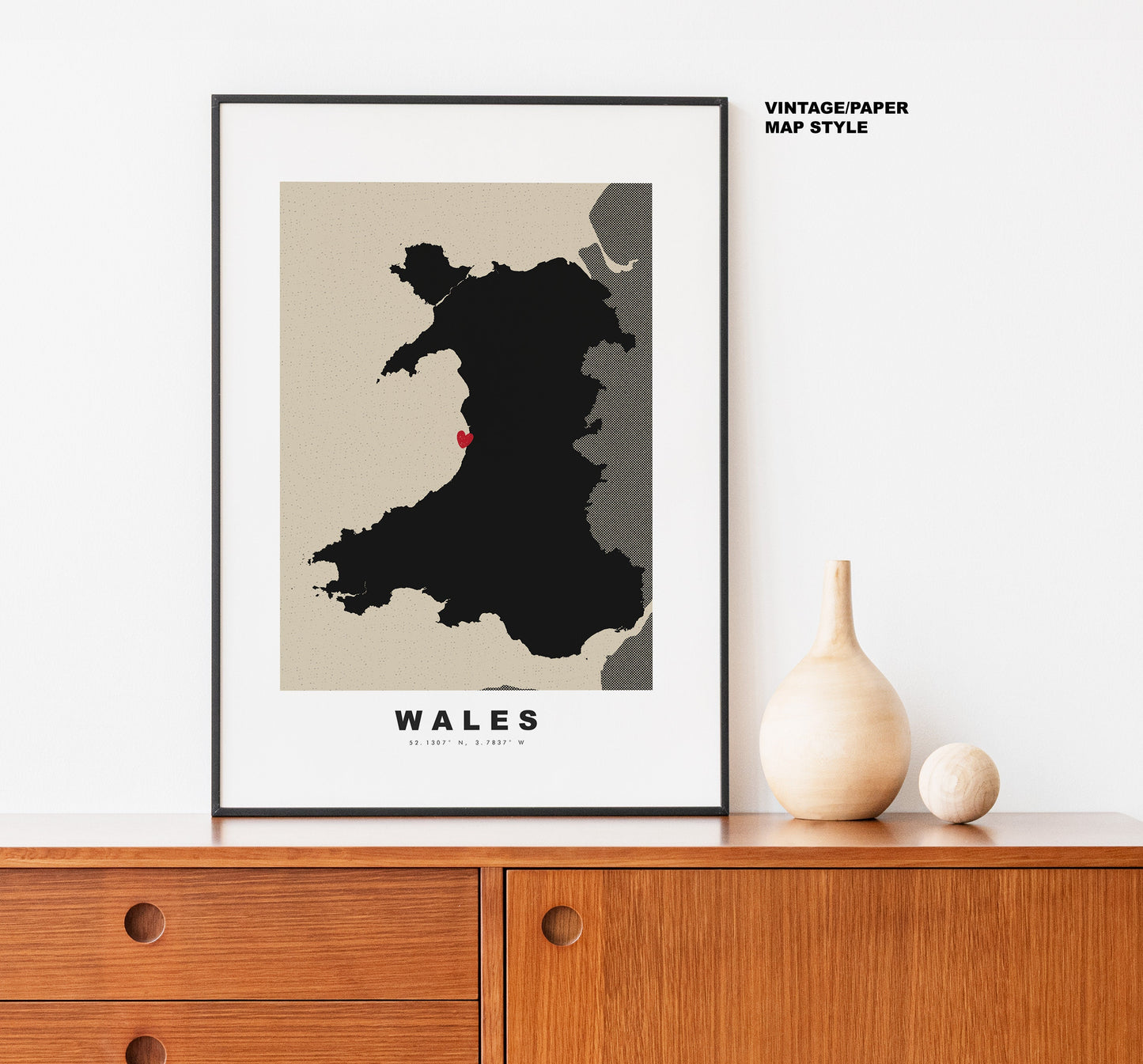 Wales Map Print - Personalised Map Gift - Framed or Canvas Options Available - Custom Text Options - Personalised Gift - UK and Counties