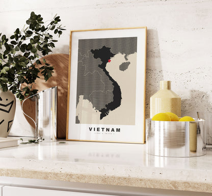 Vietnam Map Print - Personalised Map Gift - Framed or Canvas Options Available - Custom Text Options - Personalised Gift - Asia