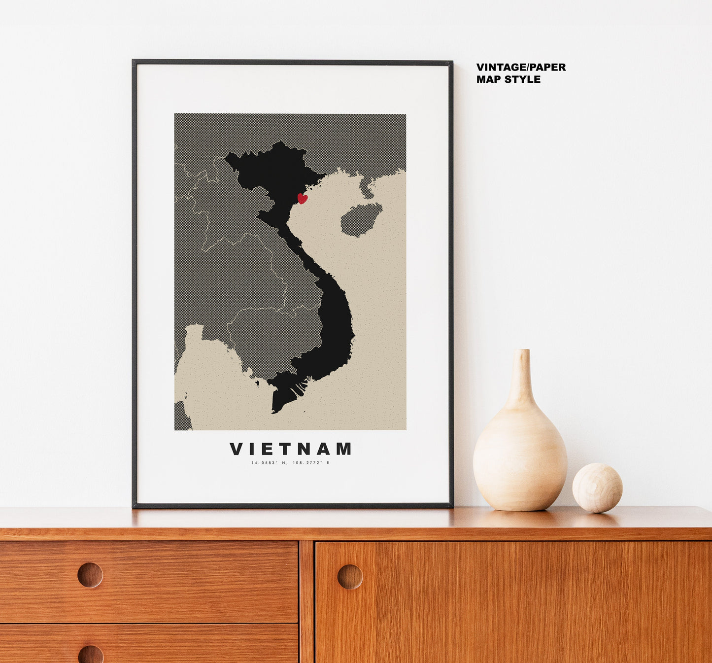 Vietnam Map Print - Personalised Map Gift - Framed or Canvas Options Available - Custom Text Options - Personalised Gift - Asia