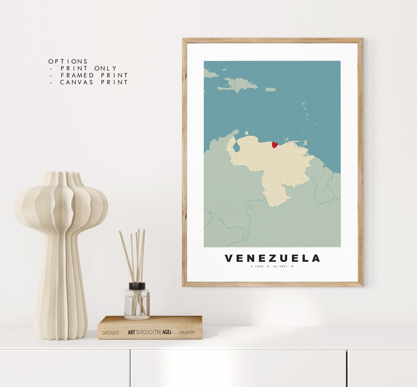 Venezuela Map Print - Personalised Map Gift - Framed or Canvas Options Available - Custom Text Options - Personalised Gift - South America