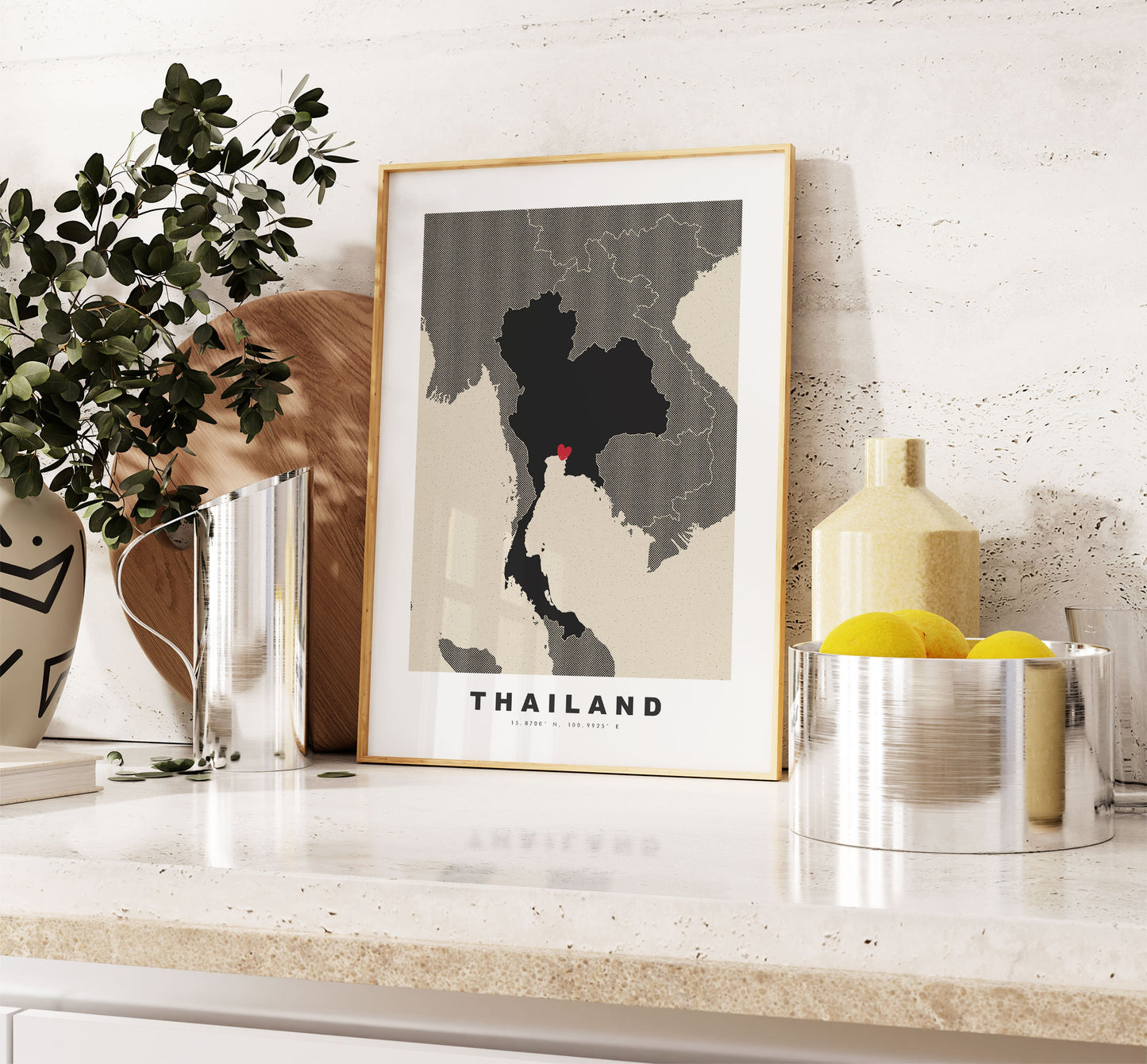 Thailand Map Print - Personalised Map Gift - Framed or Canvas Options Available - Custom Text Options - Personalised Gift - Asia