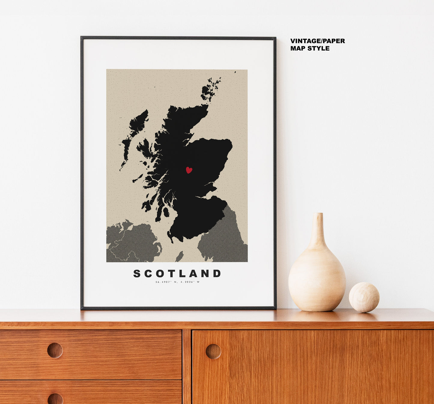 Scotland Map Print - Personalised Map Gift - Framed or Canvas Options Available - Custom Text Options - Personalised Gift - UK and Counties