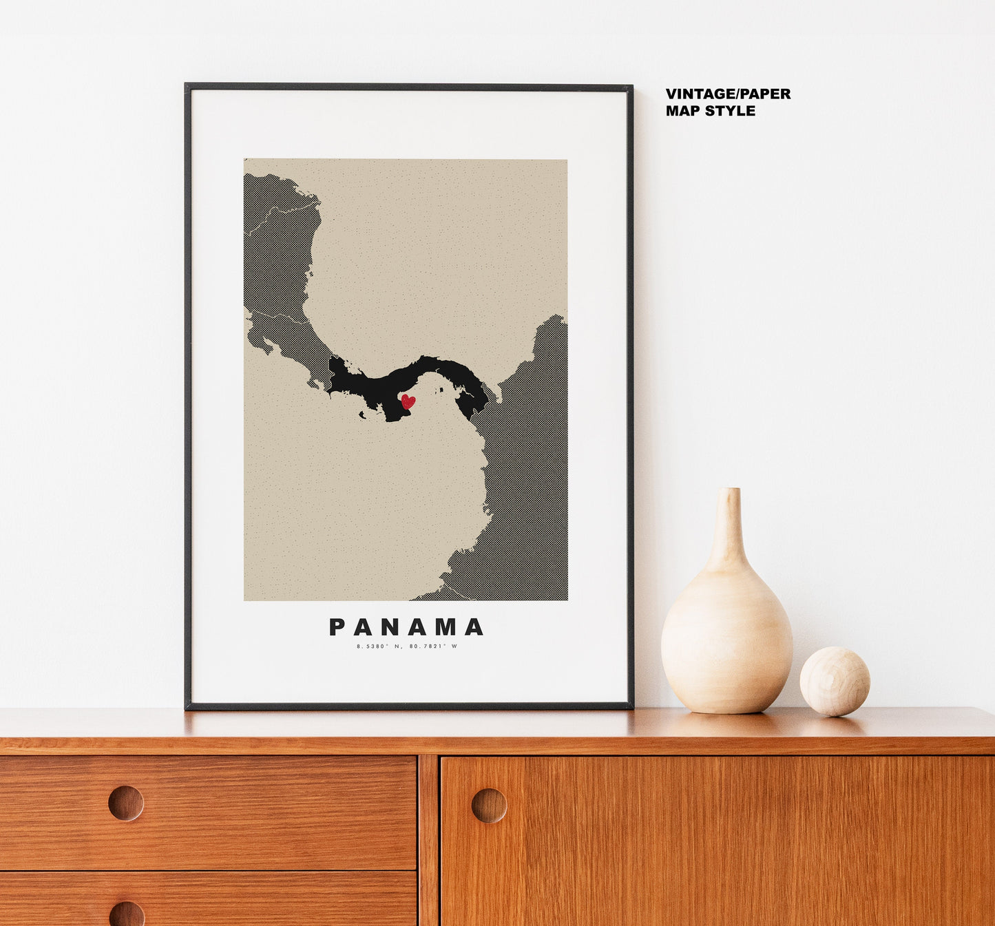 Panama Map Print - Personalised Map Gift - Framed or Canvas Options Available - Custom Text Options - Personalised Gift - South America