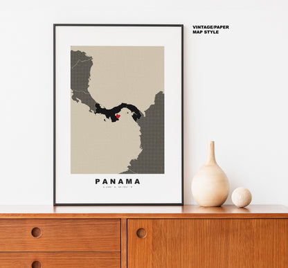 Panama Map Print - Personalised Map Gift - Framed or Canvas Options Available - Custom Text Options - Personalised Gift - South America