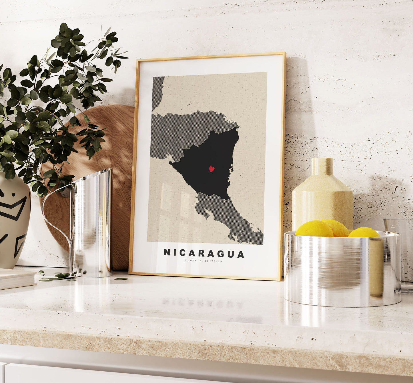 Nicaragua Map Print - Personalised Map Gift - Framed or Canvas Options Available - Custom Text Options - Personalised Gift - South America