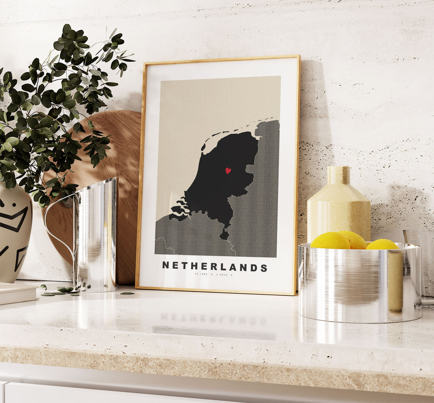 Netherlands Map Print - Personalised Map Gift - Framed or Canvas Options Available - Custom Text Options - Personalised Gift - Europe