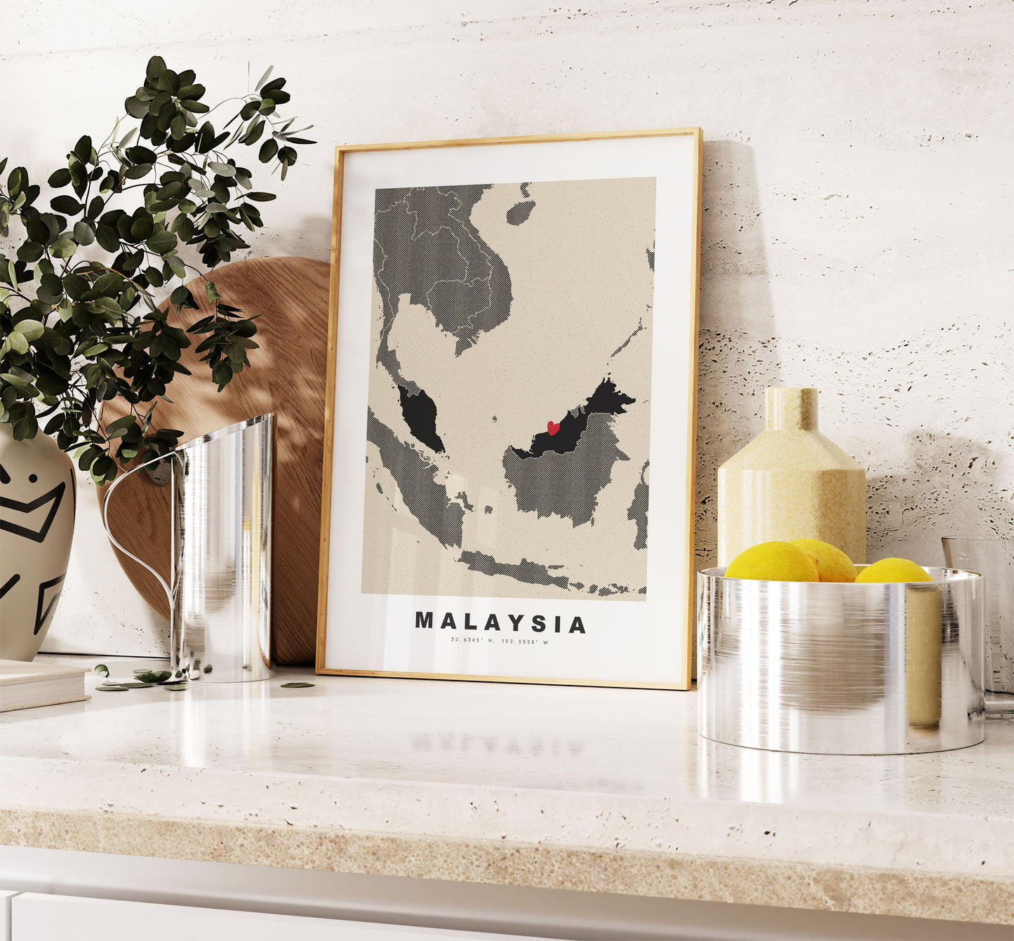 Malaysia Map Print - Personalised Map Gift - Framed or Canvas Options Available - Custom Text Options - Personalised Gift - Asia