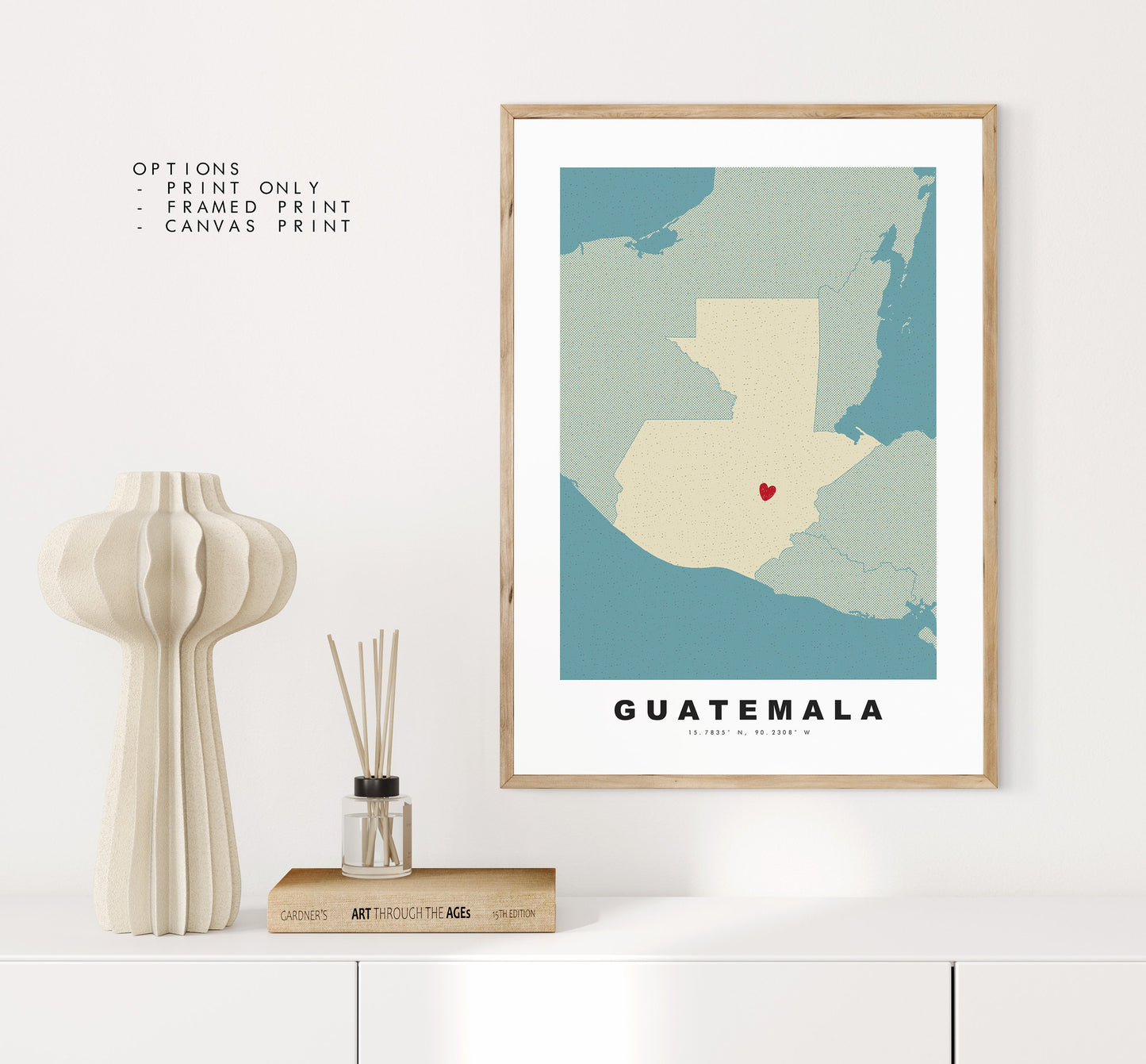 Guatemala Map Print - Personalised Map Gift - Framed or Canvas Options Available - Custom Text Options - Personalised Gift - South America