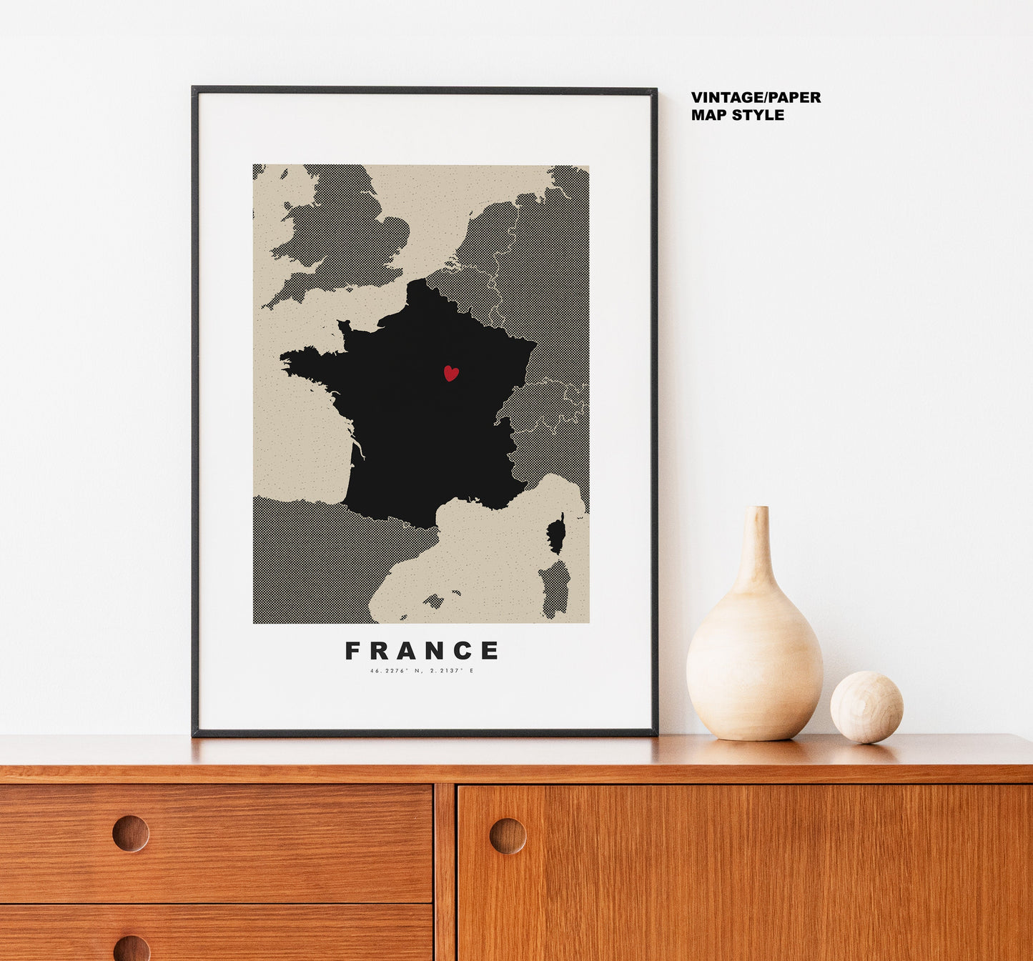 France Map Print - Personalised Map Gift - Framed or Canvas Options Available - Custom Text Options - Personalised Gift - Europe