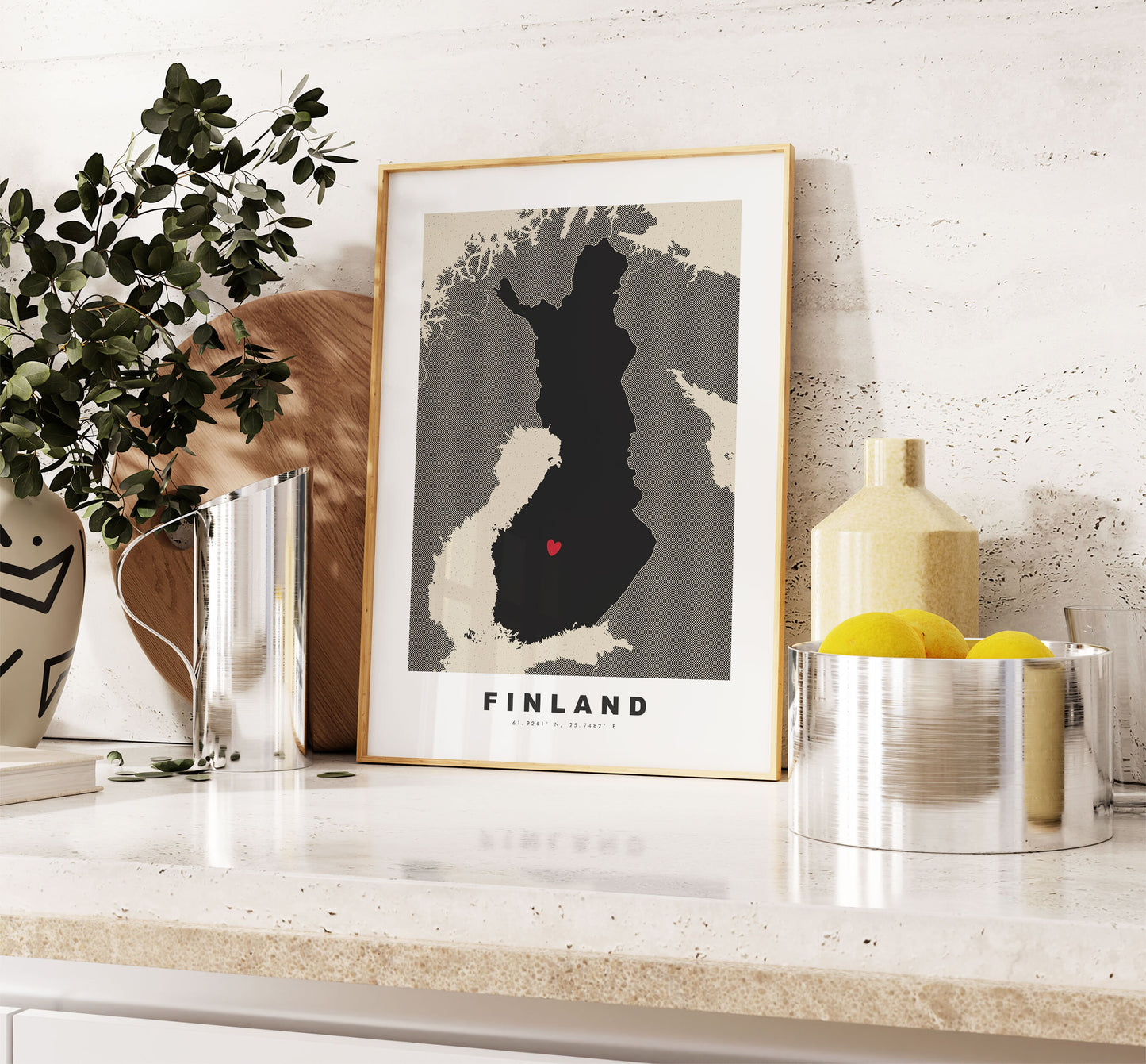 Finland Map Print - Personalised Map Gift - Framed or Canvas Options Available - Custom Text Options - Personalised Gift - Europe