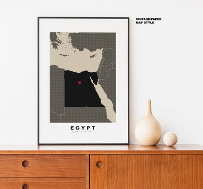 Egypt Map Print - Personalised Map Gift - Framed or Canvas Options Available - Custom Text Options - Personalised Gift - Africa