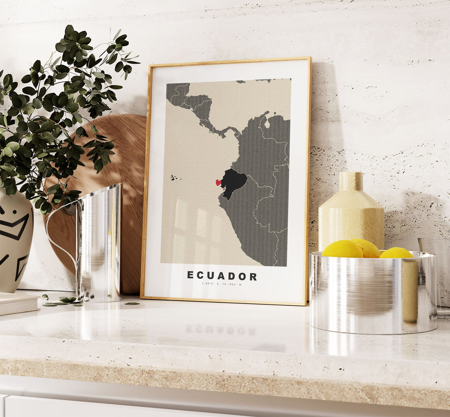 Ecuador Map Print - Personalised Map Gift - Framed or Canvas Options Available - Custom Text Options - Personalised Gift - South America