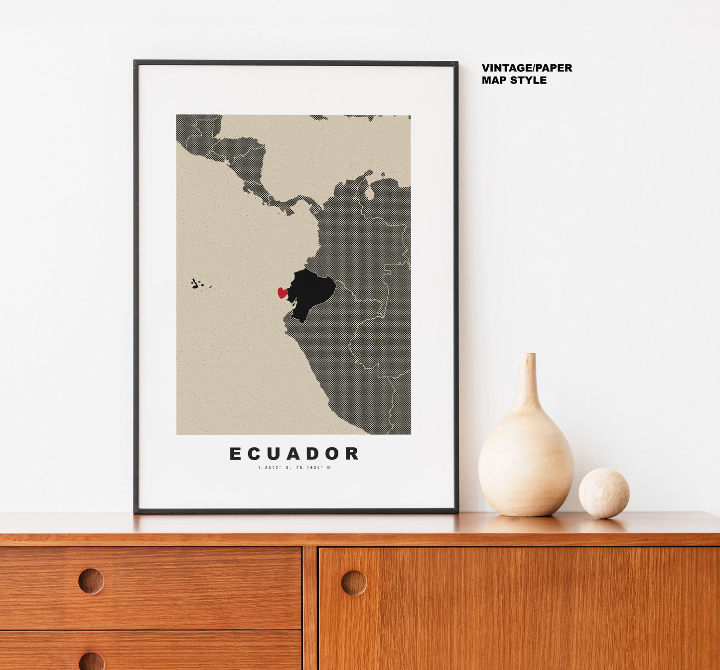 Ecuador Map Print - Personalised Map Gift - Framed or Canvas Options Available - Custom Text Options - Personalised Gift - South America