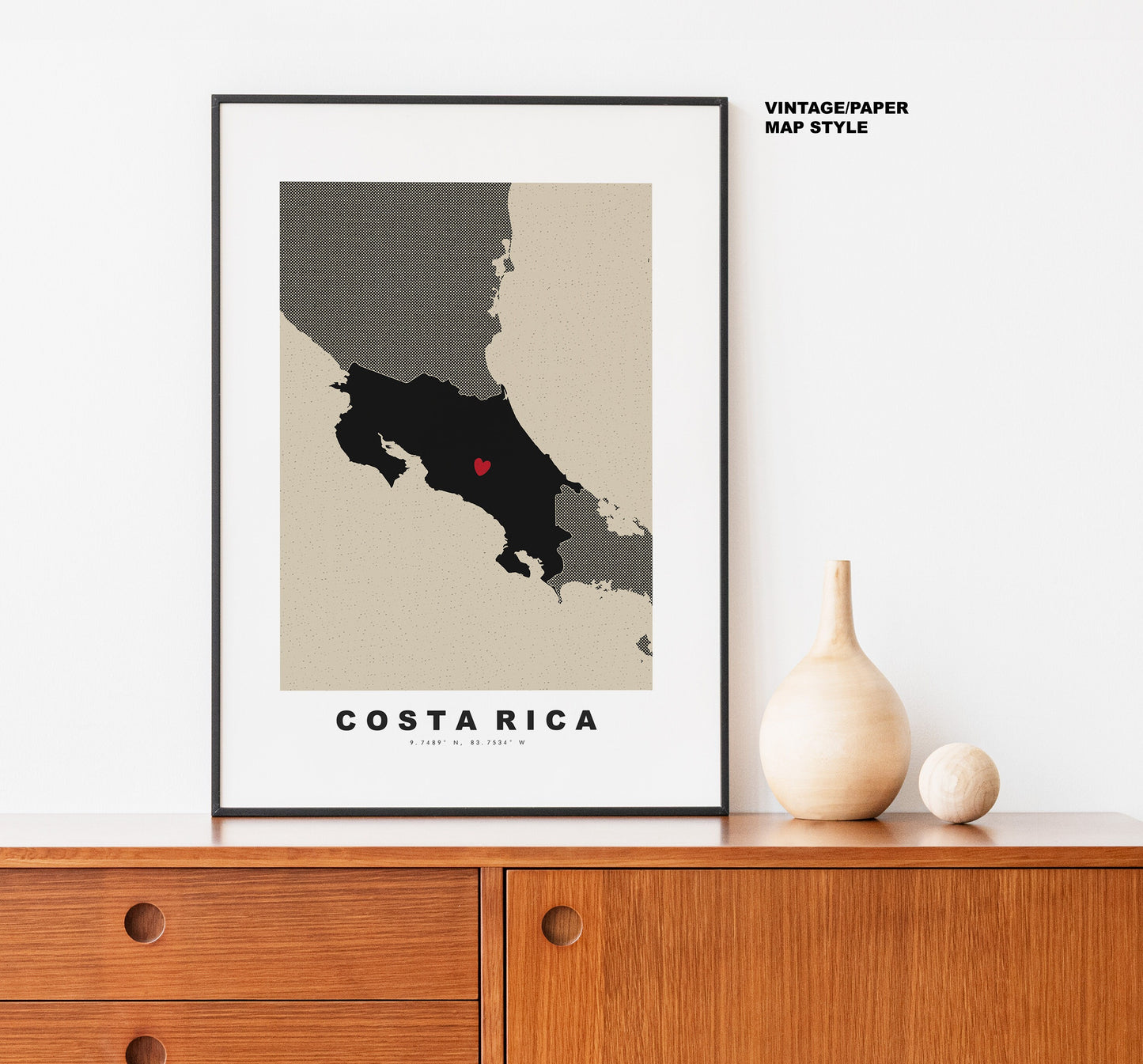 Costa Rica Map Print - Personalised Map Gift - Framed or Canvas Options Available - Custom Text Options - Personalised Gift - South America