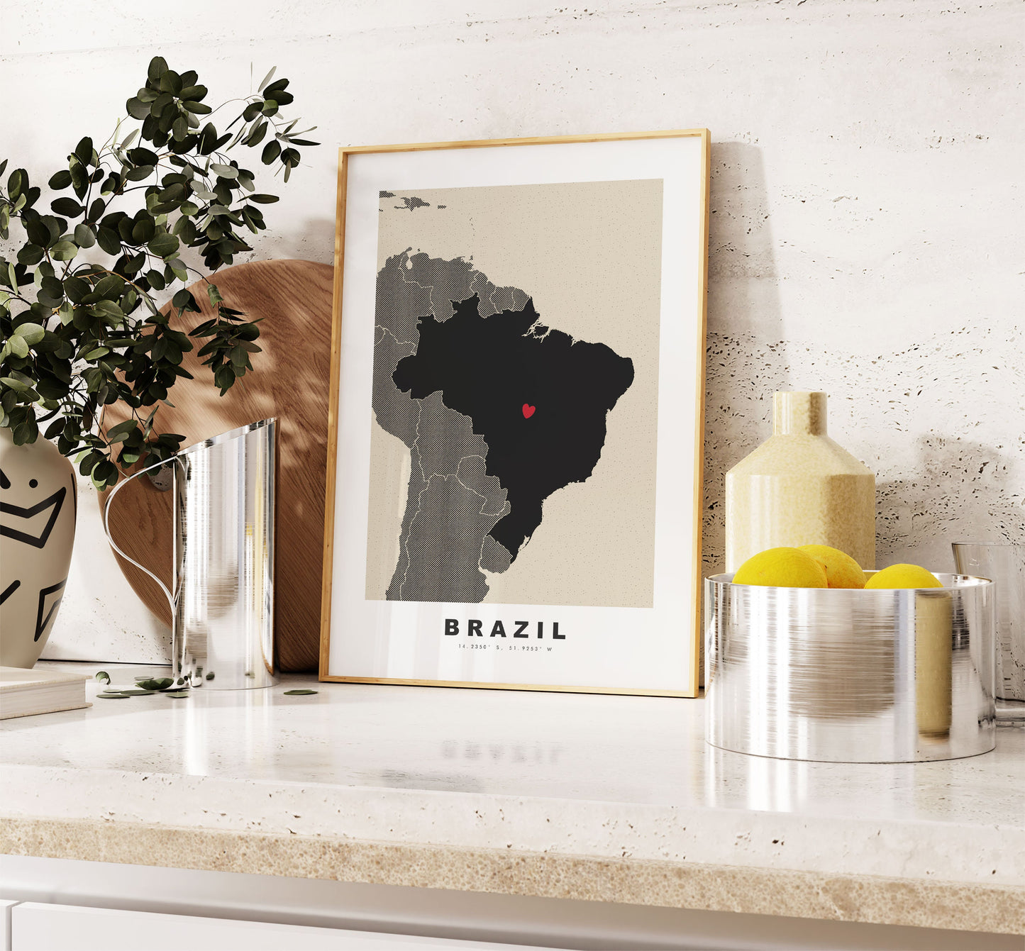 Brazil Map Print - Personalised Map Gift - Framed or Canvas Options Available - Custom Text Options - Personalised Gift - South America