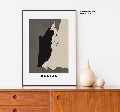 Belize Map Print - Personalised Map Gift - Framed or Canvas Options Available - Custom Text Options - Personalised Gift - South America