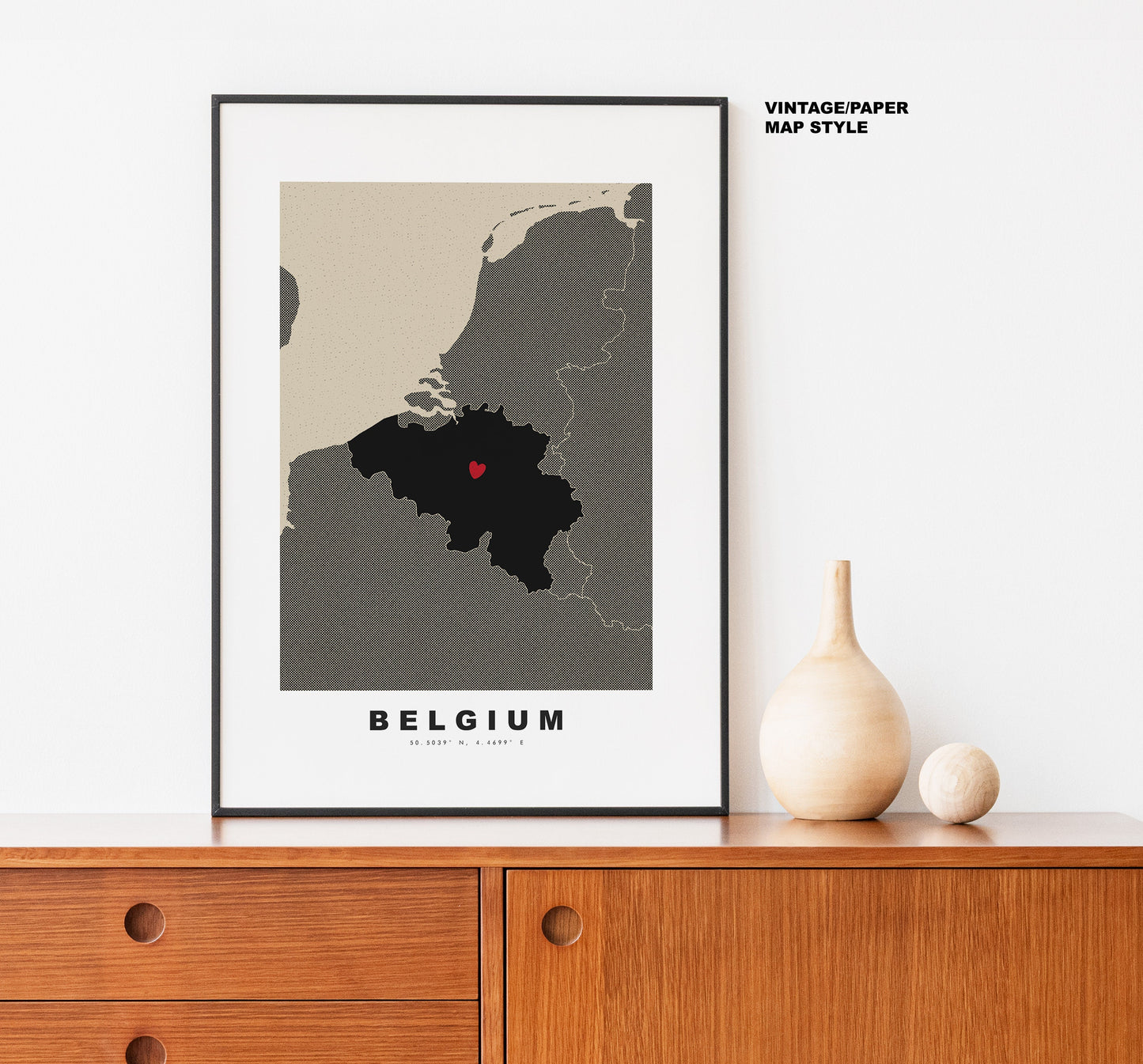 Belgium Map Print - Personalised Map Gift - Framed or Canvas Options Available - Custom Text Options - Personalised Gift - Europe