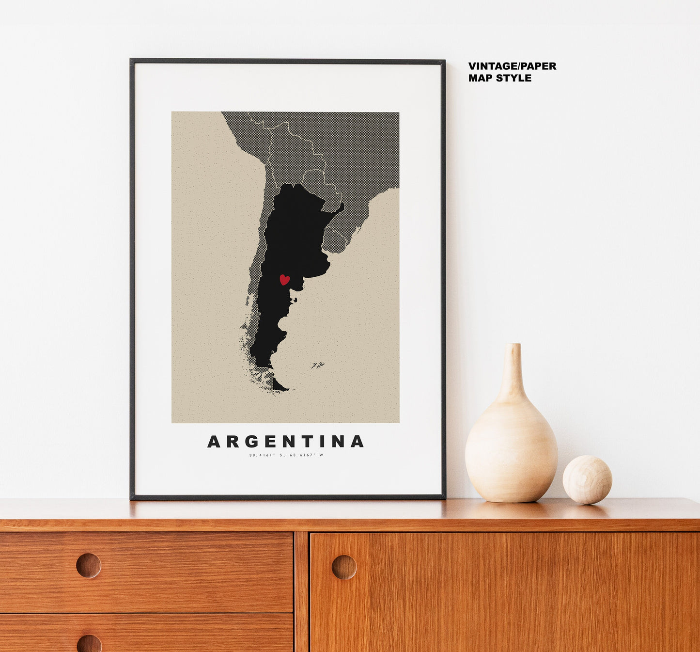 Argentina Map Print - Personalised Map Gift - Framed or Canvas Options Available - Custom Text Options - Personalised Gift - South America