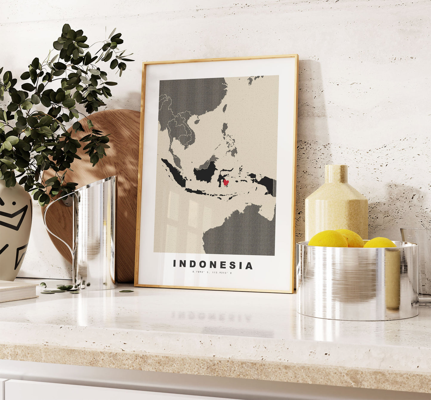 Indonesia Map Print - Personalised Map Gift - Framed or Canvas Options Available - Custom Text Options - Personalised Gift - Asia