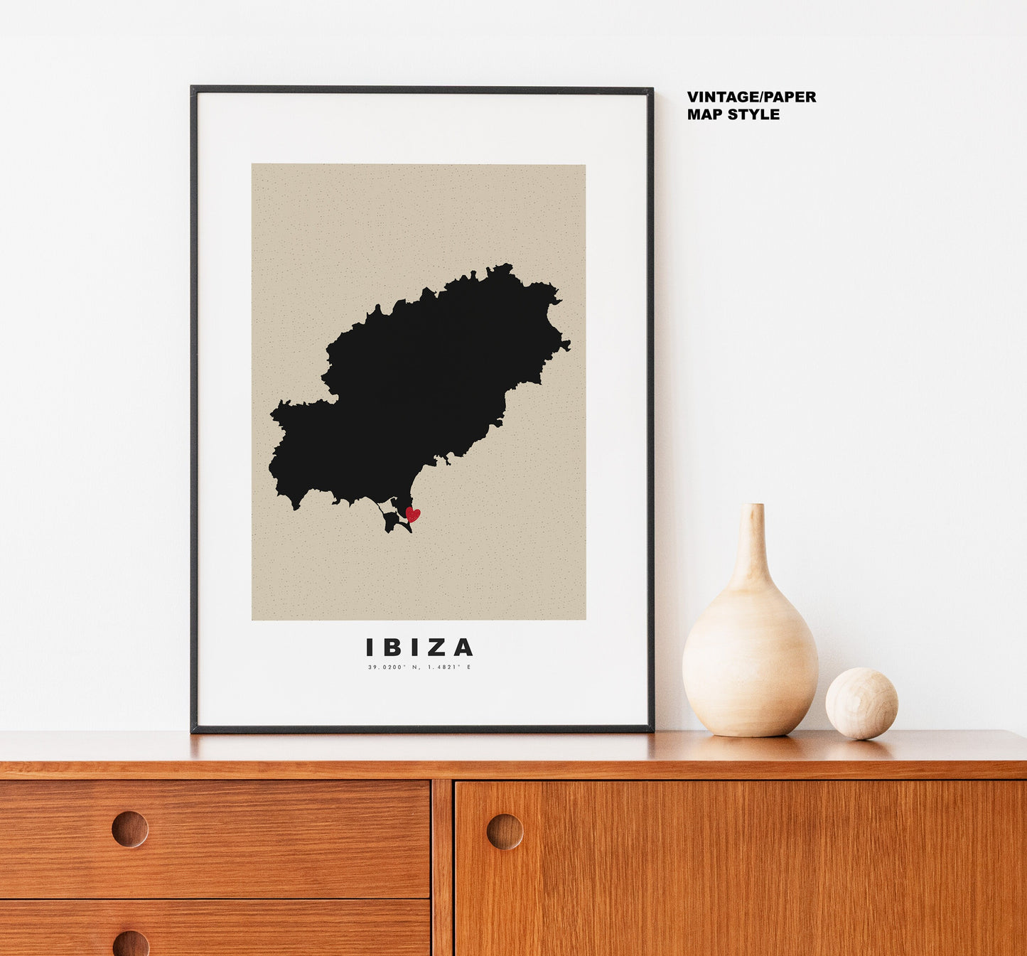 Ibiza Map Print - Personalised Map Gift - Framed or Canvas Options Available - Custom Text Options - Personalised Gift - Spain & Islands