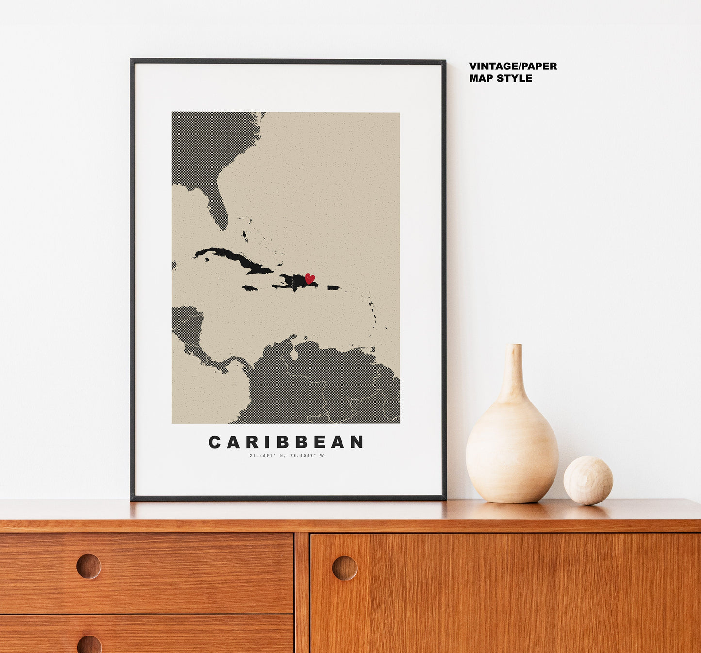 Caribbean Map Print - Personalised Map Gift - Framed or Canvas Options Available - Custom Text Options - Personalised Gift - Carribean