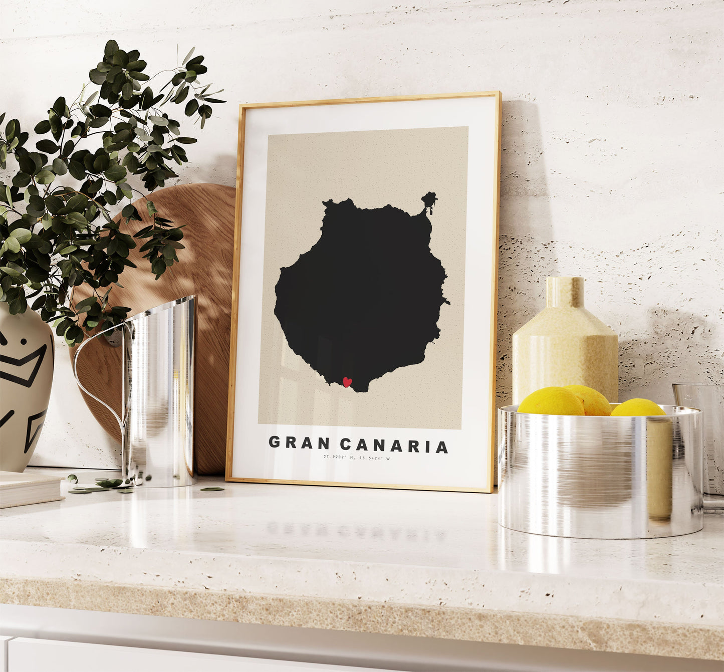 Gran Canaria Map Print - Personalised Map Gift - Framed or Canvas Options Available - Custom Text Options - Personalised Gift - Spain & Islands