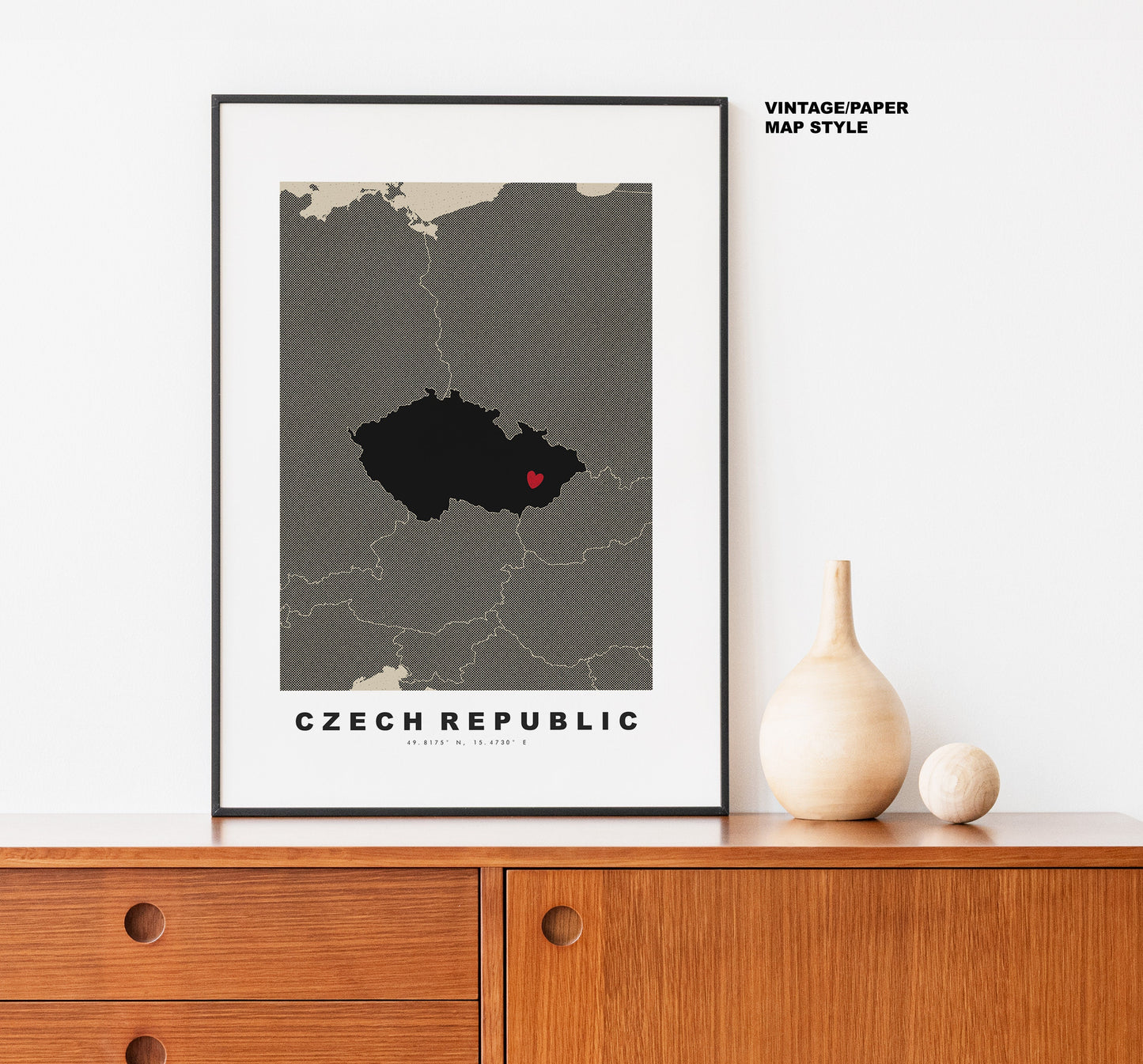 Czech Republic Map Print - Personalised Map Gift - Framed or Canvas Options Available - Custom Text Options - Personalised Gift - Europe