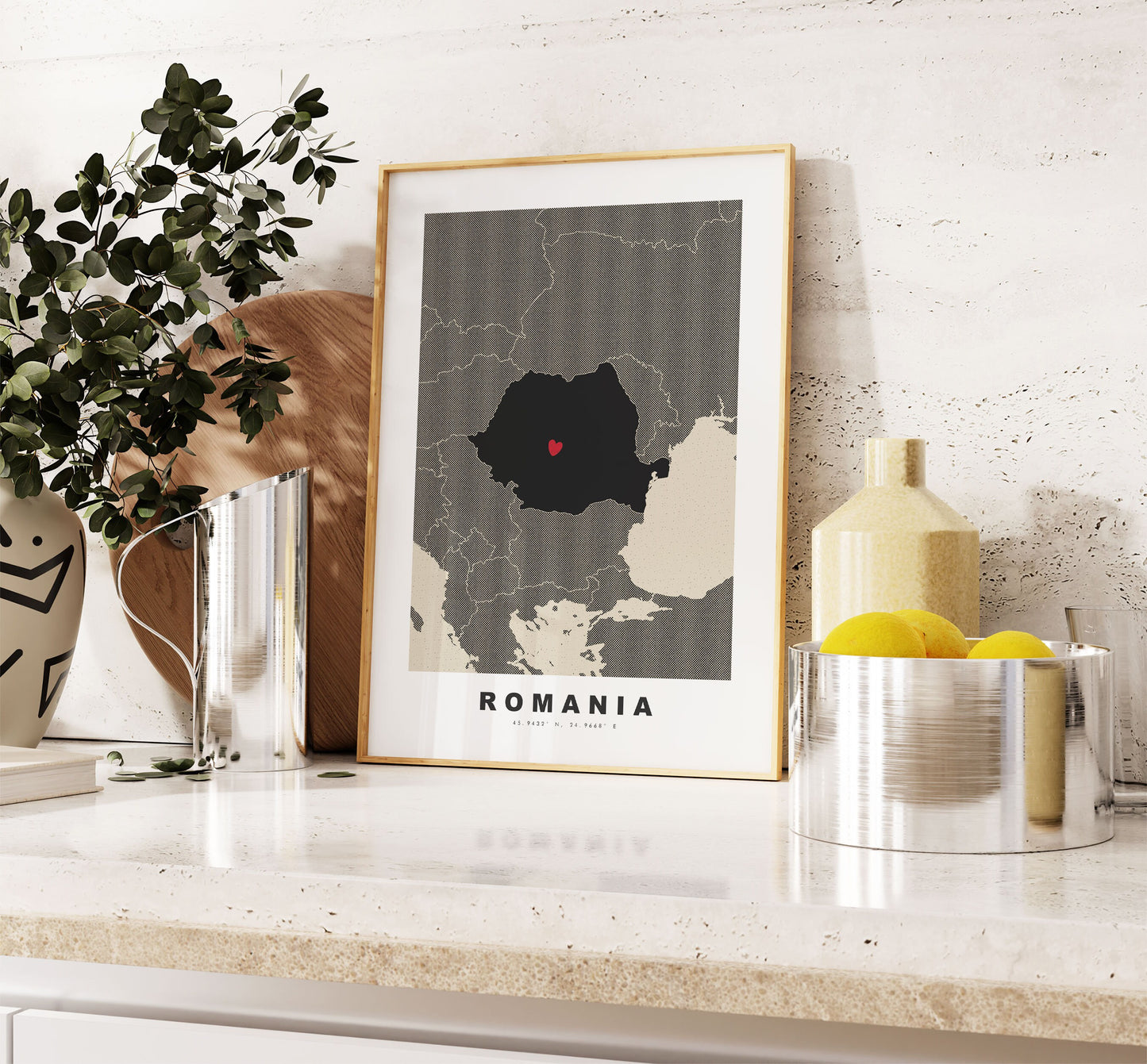 Romania Map Print - Personalised Map Gift - Framed or Canvas Options Available - Custom Text Options - Personalised Gift - Europe