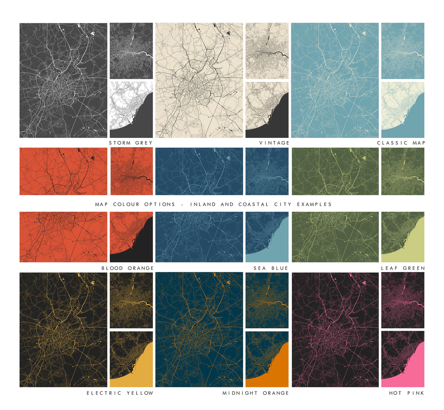 Horsham Map Print - Minimalist City Map Poster - Map Art - UK - Horsham Print - Horsham Poster - Different Colours Available